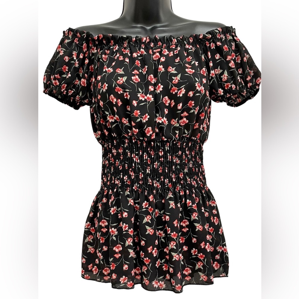 COPY - PAPAYA Women’s floral blouse Off shoulder Size S